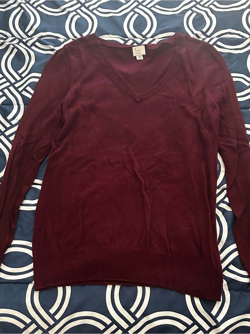 V-Neck Women's Sweater in Burgundy